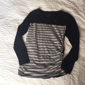 Black and grey long sleeve maternity tee